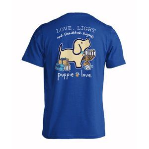 Puppie Love Youth Dog Love Light Hanukkah Nights Short Sleeve - NEW Fast Ship